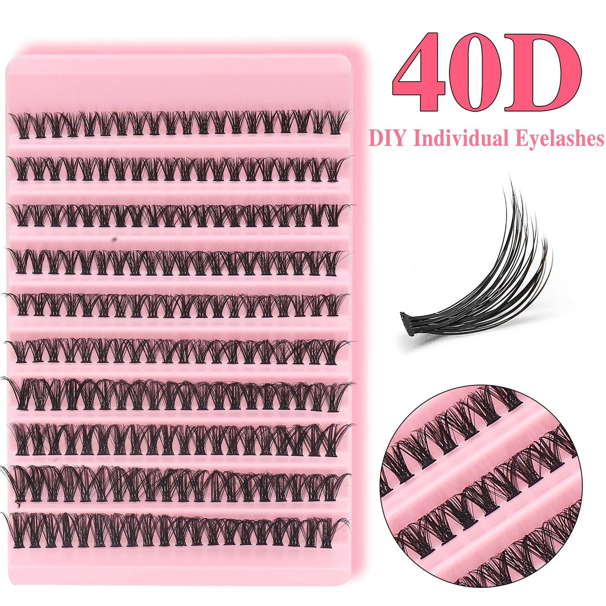 40D Fluffy Dramatic D Curled Eyelash Extension 0.05mm Thick DIY Cluster False Eyelash Set Reusable Mixed Length 9-16mm W240803