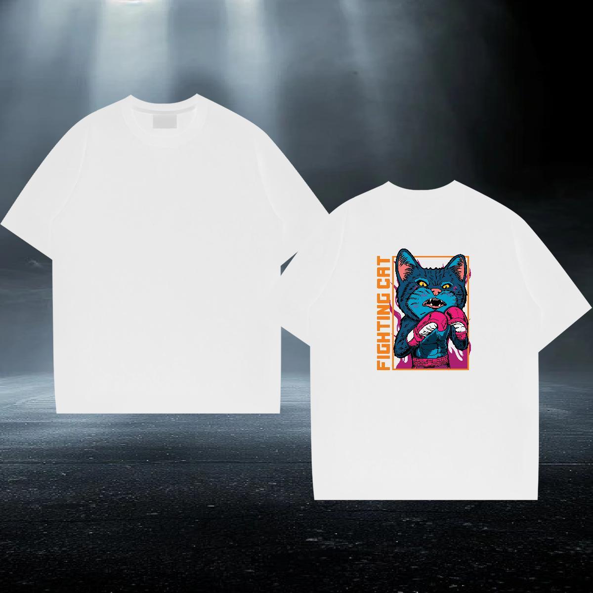 Designer Fashion T Shirts Men 100% Cotton 230g cat Daily Wear Tops O Neck Short Sleeves Comfortable Men Tshirts Custom Cartoon