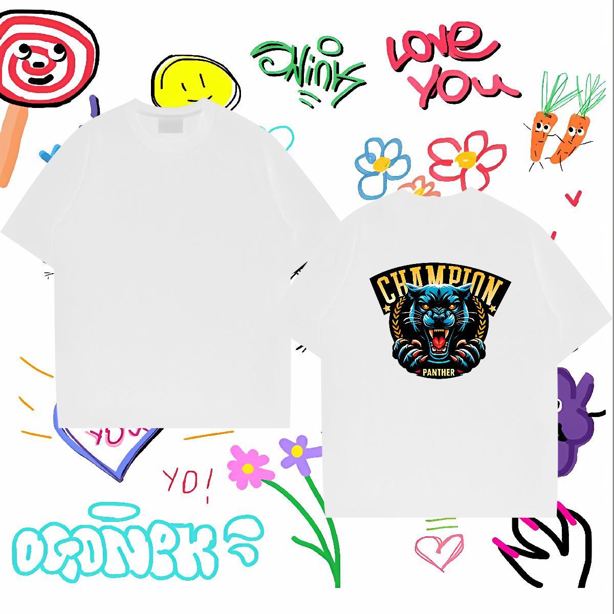 Fashion New Men T Shirts 230g Pure Cotton leopard Street wear Hip Hop Polos Round Neck Short Sleeve Loose Fit Tshirt for Man Woman Plus Size Cartoon