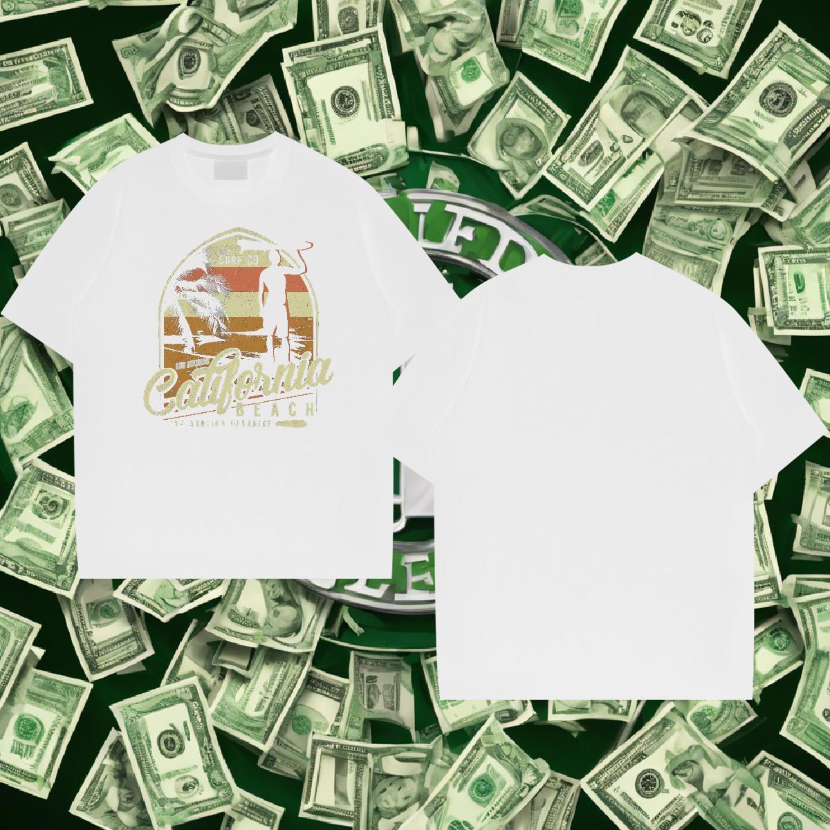 Brand Men Tops Tees 230g Cotton Home Outdoor beach Black White Pure Cotton Designer Fashion Men T Shirts Tshirts