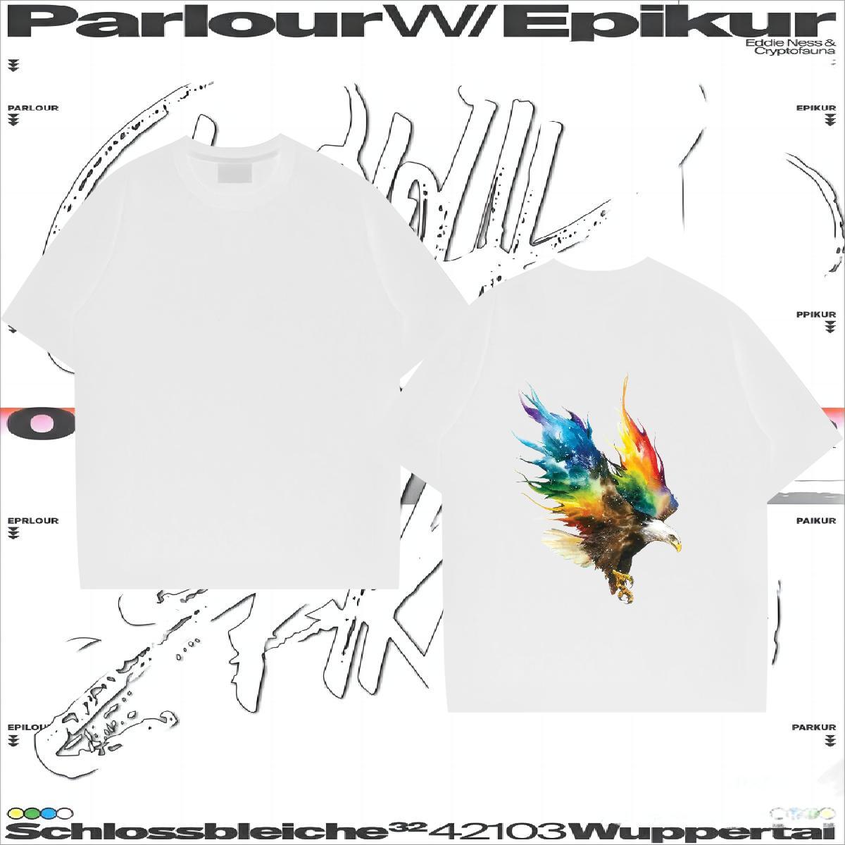 2024 New Men T Shirts 230g Cotton eagle Casual Beach Tops Shirt Breathable Short Sleeve Cool Design Men Clothes T-Shirt Cartoon Print