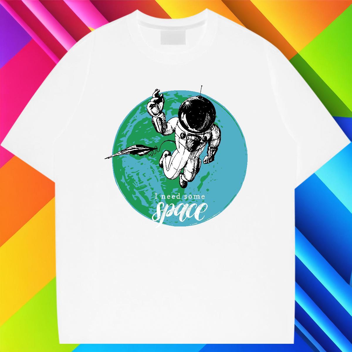 Men T Shirts 230g 100% Cotton cosmonaut Outdoor Breathable Crew Neck Custom Printing Tshirt for Man Woman Fashion Design Cool Tees Shirts