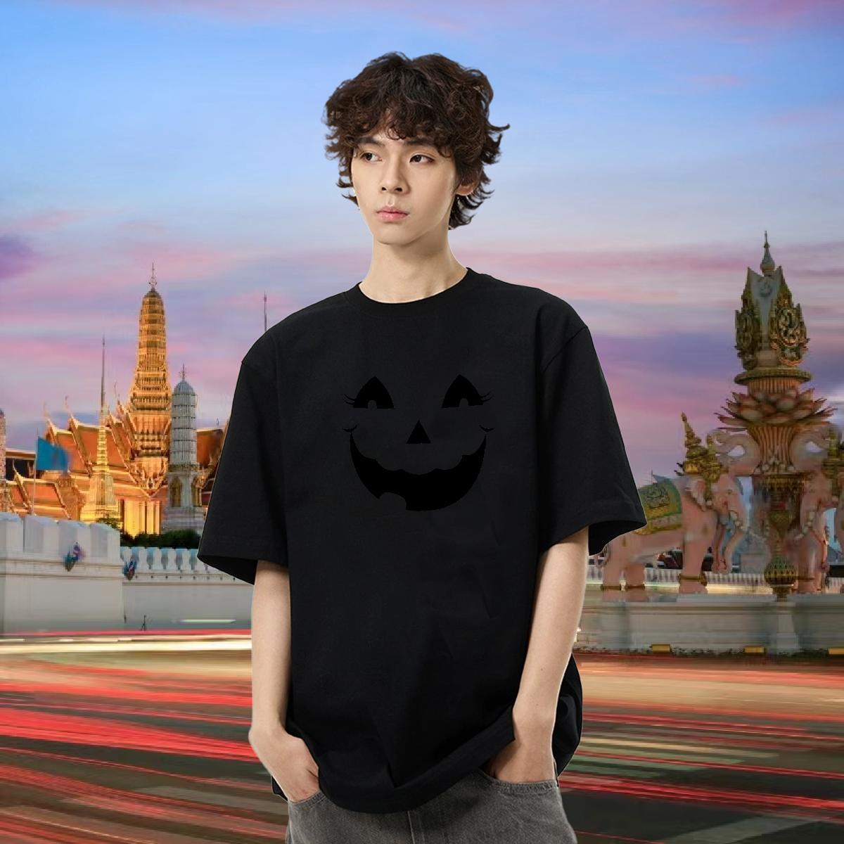 2024 T Shirts Men 230g Pure Cotton halloween Sport Tees Shirts Breathable Short Sleeve Unisex Mens Tshirts Asian Size