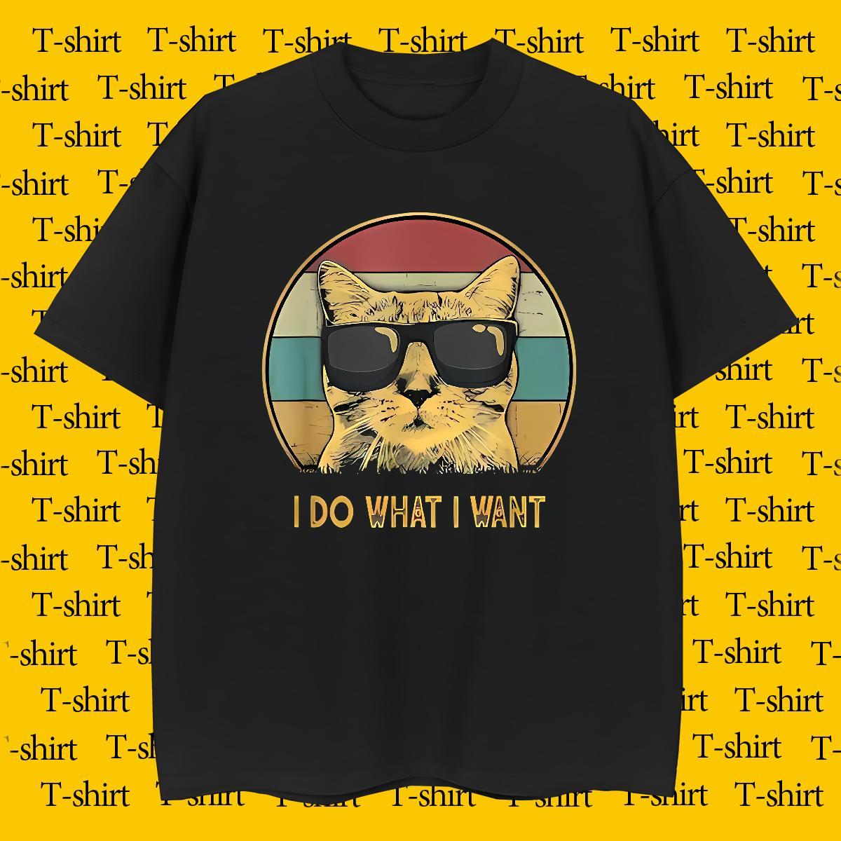 Man T Shirts 230g Cotton cat Spring Summer Short Sleeve Soft DIY Anime Tshirt for Man Woman Fashion Casual Wholesale Polos