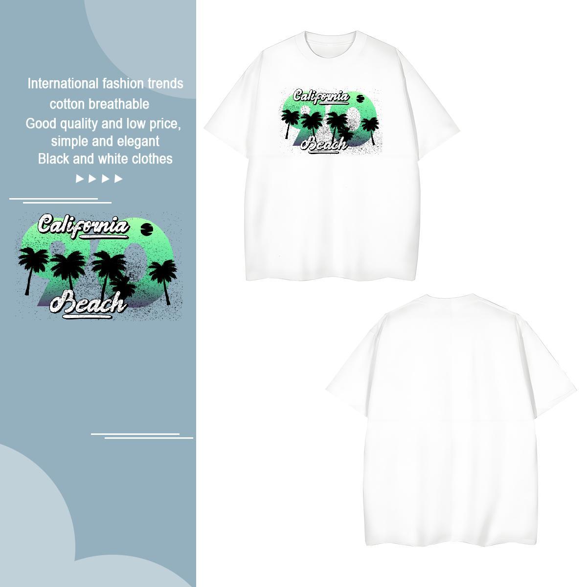 T Shirts Men 230g Cotton tree Casual Breathable Short Sleeve Cartoon Print Couples T Shirts Fashion Casual Cool Wear