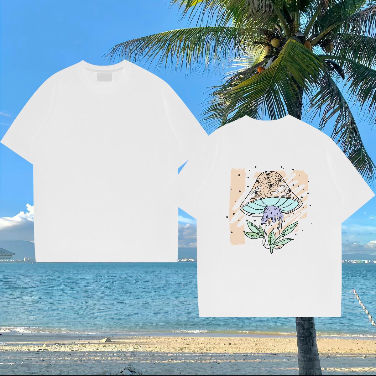 Brand Men T Shirts 230g Pure Cotton mushroom Daily Wear Tees Breathable Short Sleeve Unisex Men Clothes T-Shirt Graphic