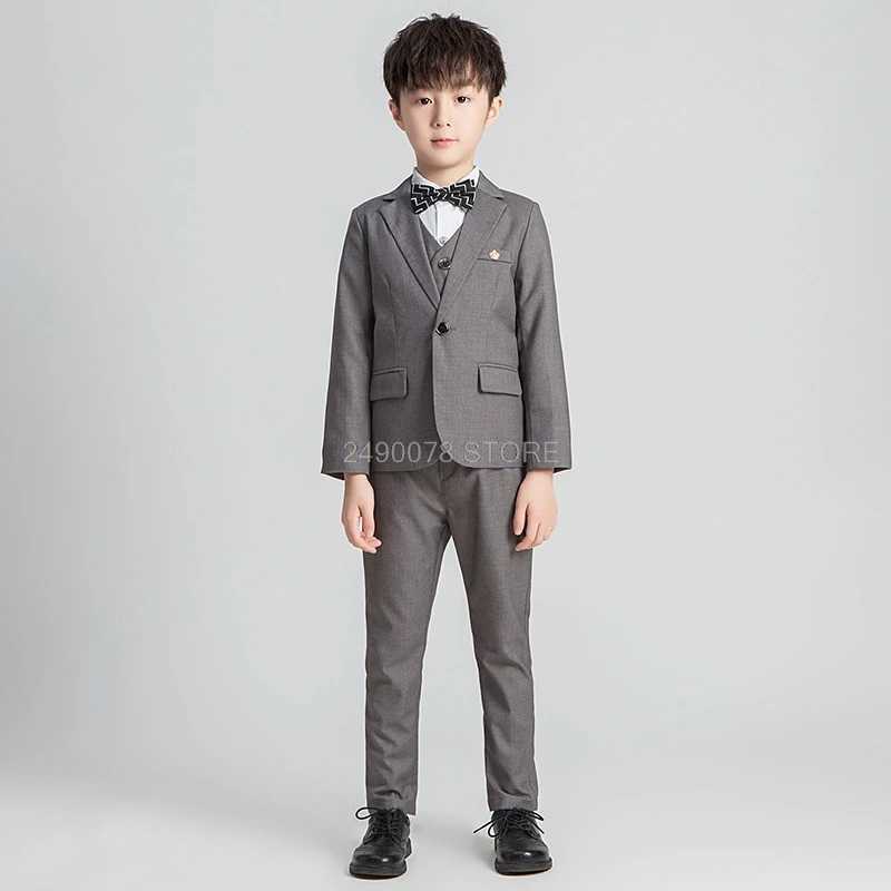 Suits Kids sets for boys Brand Children Suit Kids Formal Birthday Dress Weddings Clothe Set Baby jacket Vest Pants bowtie 4pcs Suit
