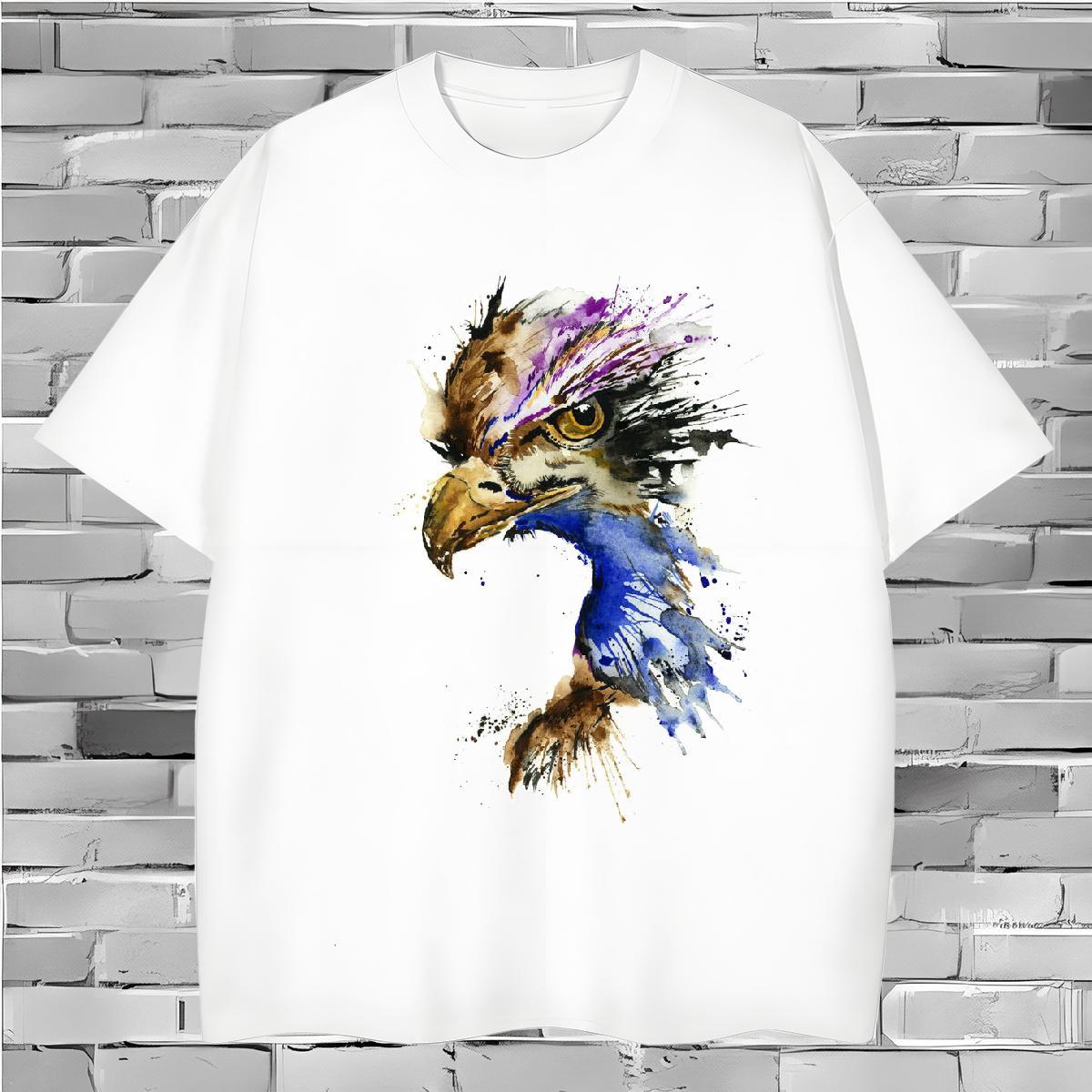 Fashion New T Shirts Men 230g 100% Cotton eagle Hip Hop Tops Shirt Breathable Short Sleeve Popular Men Tshirts DIY Logo Oversized