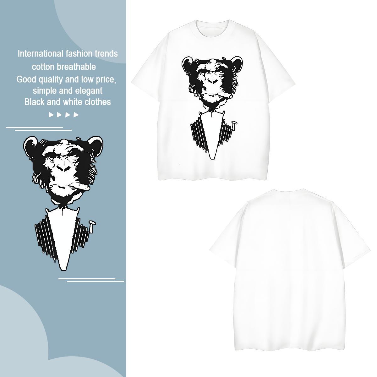 Designer Men Tops Tees 230g 100% Cotton chimpanzee T Shirt For Man Sport Crew Neck DIY Logo Oversized Fashion Casual Tees Shirts