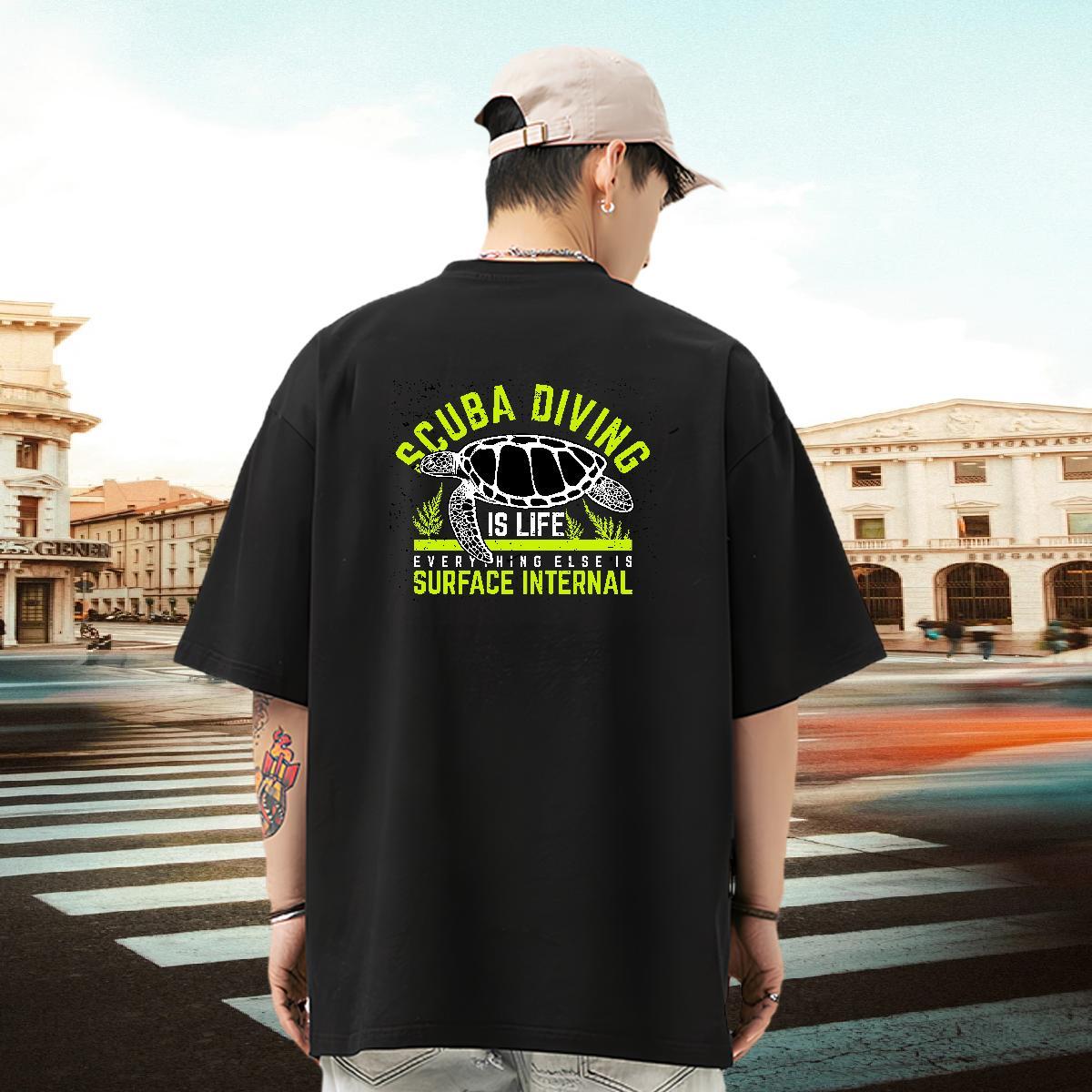 Fashion Casual T-Shirts for Men 230g Pure Cotton Summer Casual Clothings O Neck Short Sleeves Cool Tshirts White Plus Size