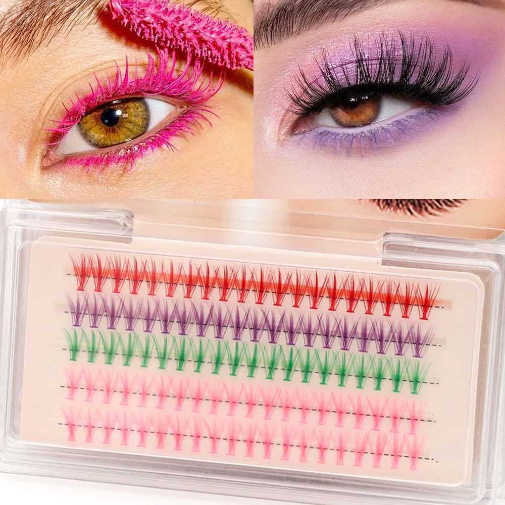 JMER Blue Purple Mixed Color Lash Clusters Lash Extension Natural Soft Volume Effect Artificial Rabbit Personal Makeup Cilias W240803