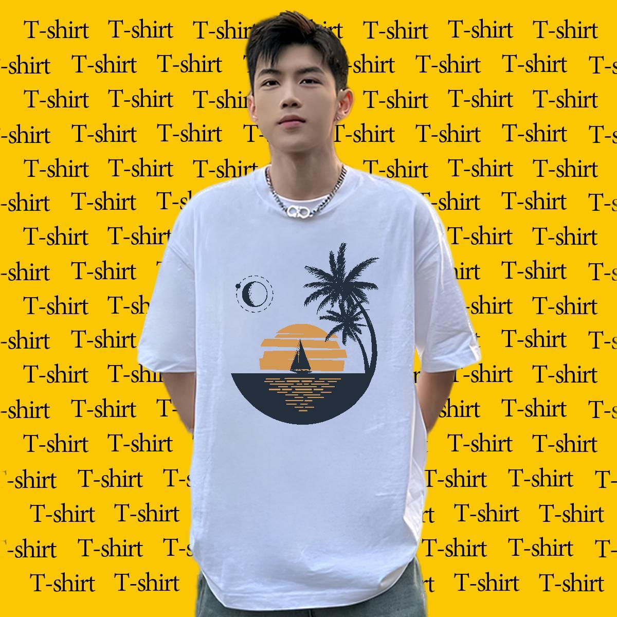 Designer T-Shirts 230g Pure Cotton sun Summer Casual Polos Breathable Short Sleeve Popular Men Clothes T-Shirt Customized Print