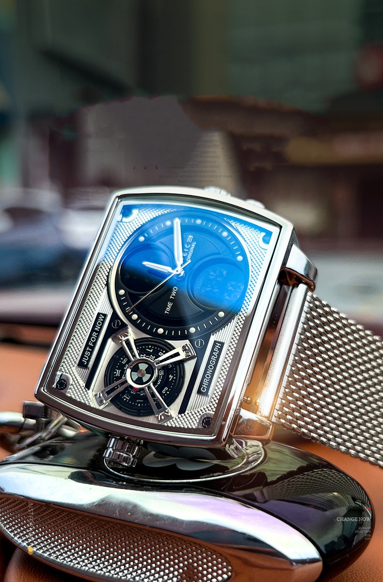 feike square advanced large dial multi-function black technology net red boyfriend barrel high-end men's watch free shipping