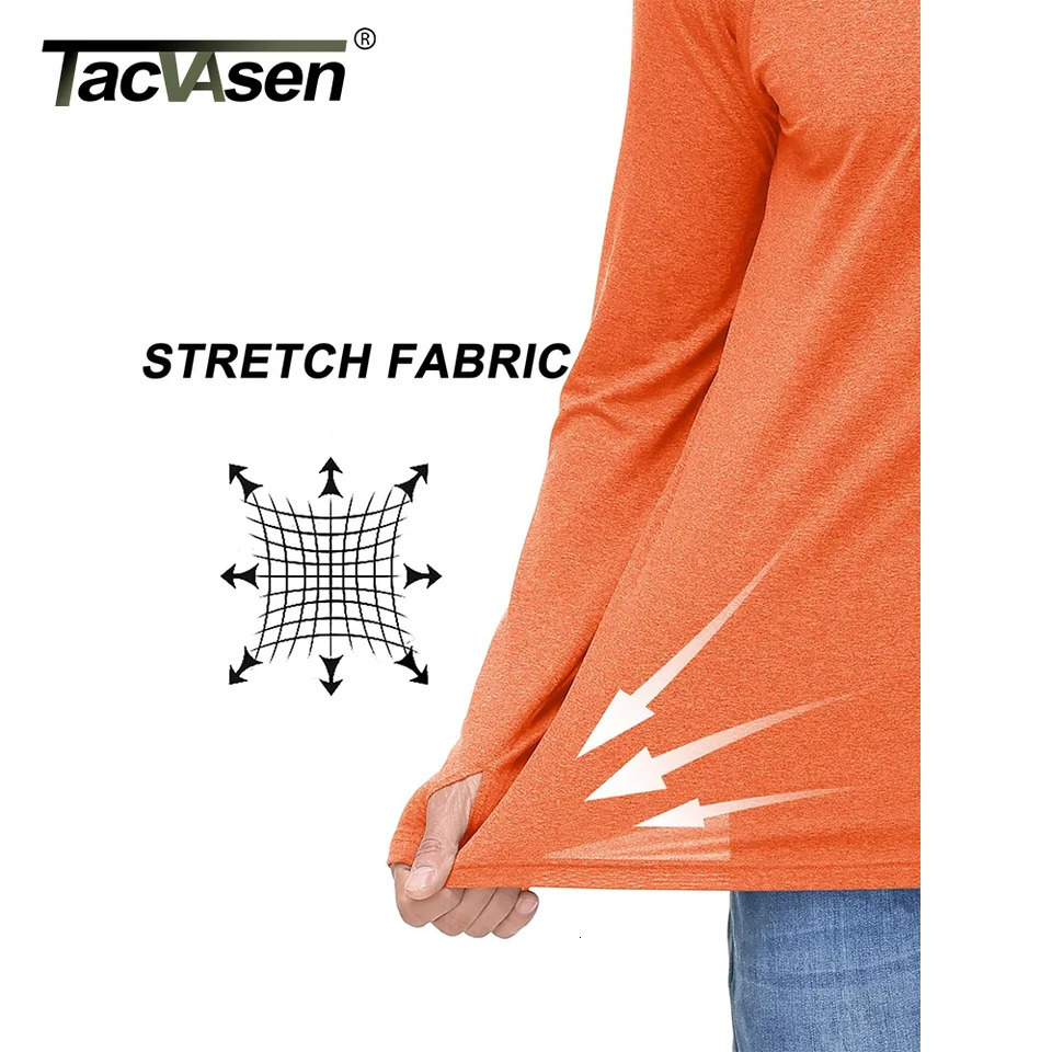 TACVASEN UPF 50 Sun Protection Hoodie Shirts Mens Long Sleeve T-shirts Lightweight Quick Dry Pullovers Casual Fishing Tee Tops 240806