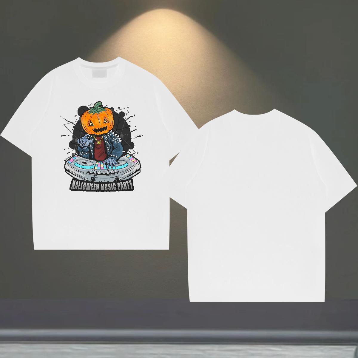 2024 New T-Shirts for Men 230g Cotton pumpkin Home Outdoor Clothings Breathable Crew Neck Popular Men Tshirts Black White
