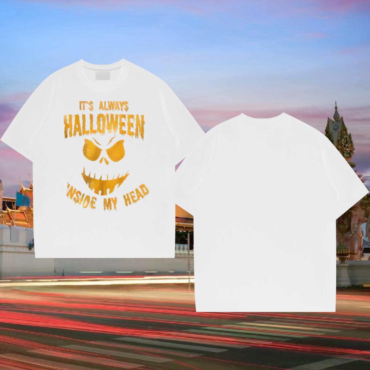 2024 Summer T Shirt For Man 230g Cotton halloween Street wear Hip Hop Tee Shirt Pure Cotton Classic Men Tees Customized Print