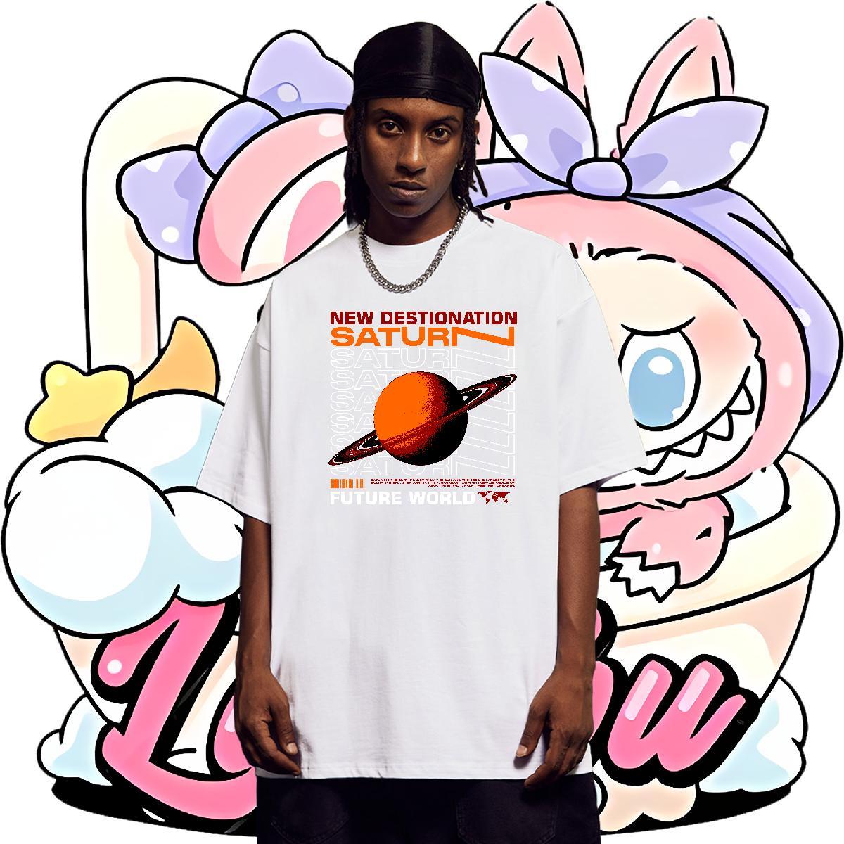 Free Shipping Mens Tshirts 230g 100% Cotton Street wear Hip Hop star DIY Logo Oversized Crew Neck Breathable DIY Customized T-Shirts for Men Top Tees