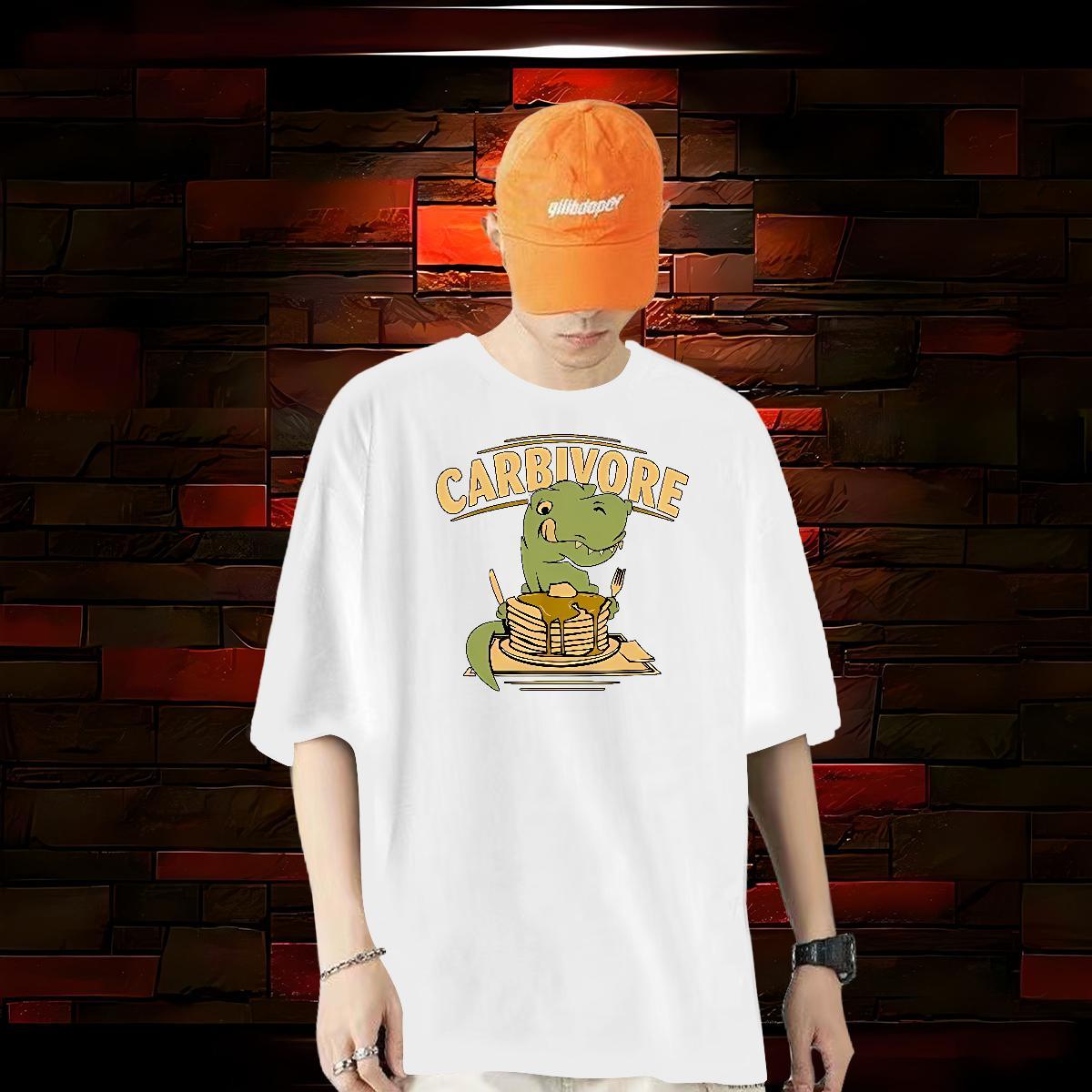 2024 DIY T shirt 230g 100% Cotton dinosaur Daily Wear Tee Shirt Breathable Short Sleeve Loose Mens Tshirts Black White