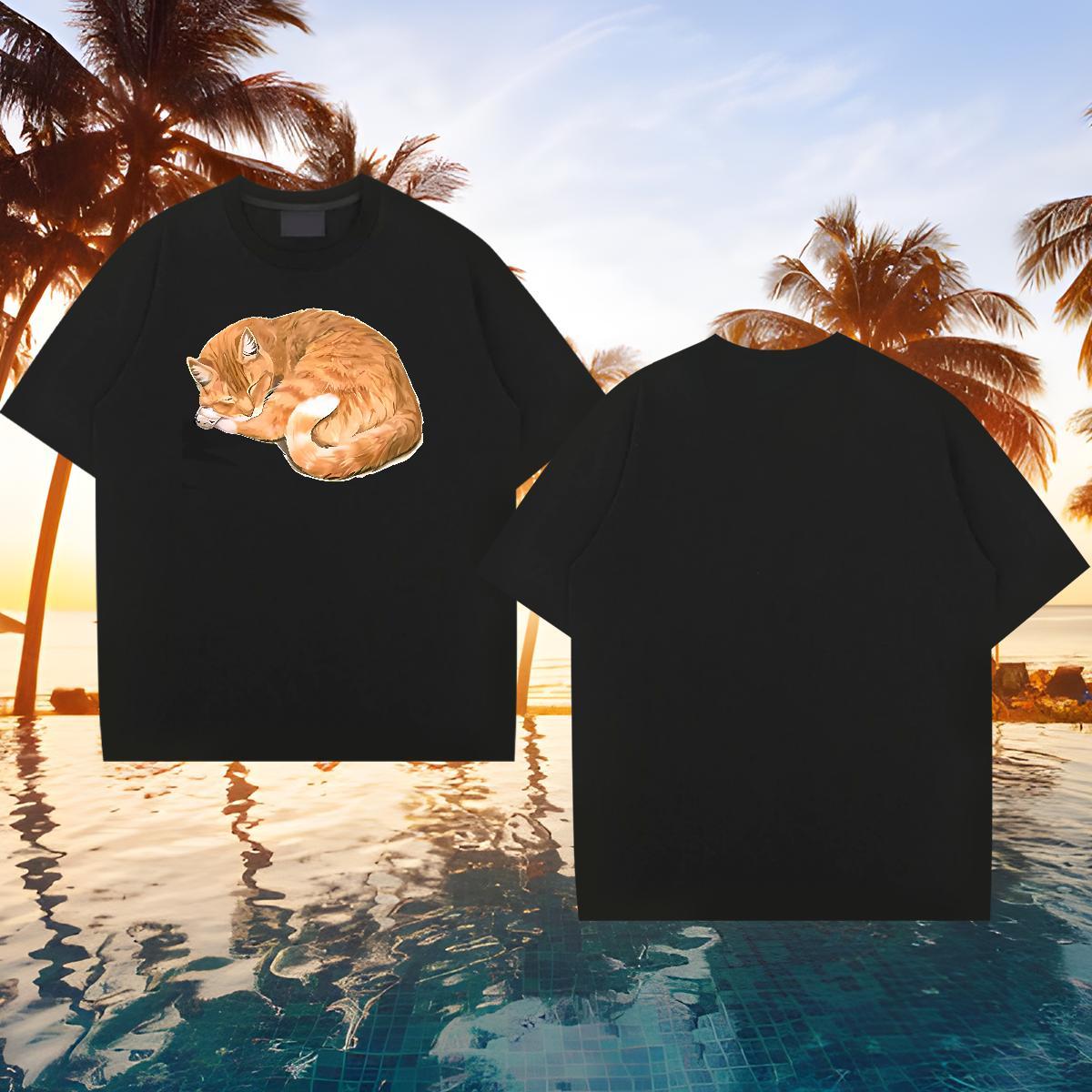 Cool Design Men Tshirts 100% Cotton 230g cat T shirt Sport O-Neck Short Sleeve Anime 2024 Designer Clothes