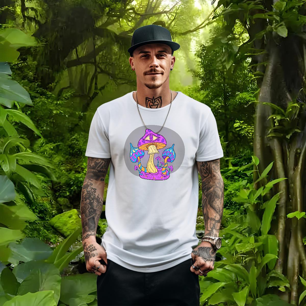 Brand T Shirts Men 230g Pure Cotton mushroom Summer Casual Top Tees O Neck Short Sleeves Designer Couples T Shirts DIY Printed