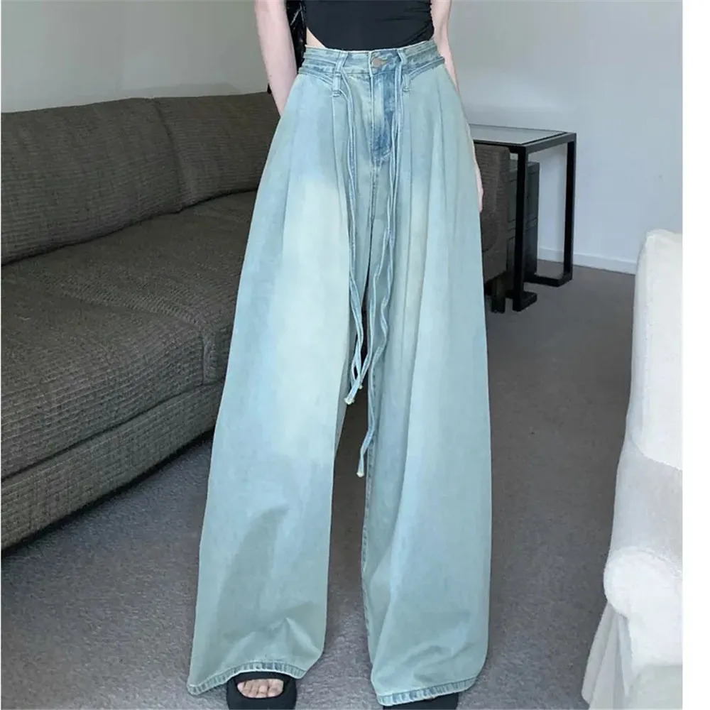 Y2k Women Vintage Streetwear Korean Baggy Cargo Jeans Retro Straight Parachute Pants Denim Trousers Fairy Grunge Alt Clothes 240806