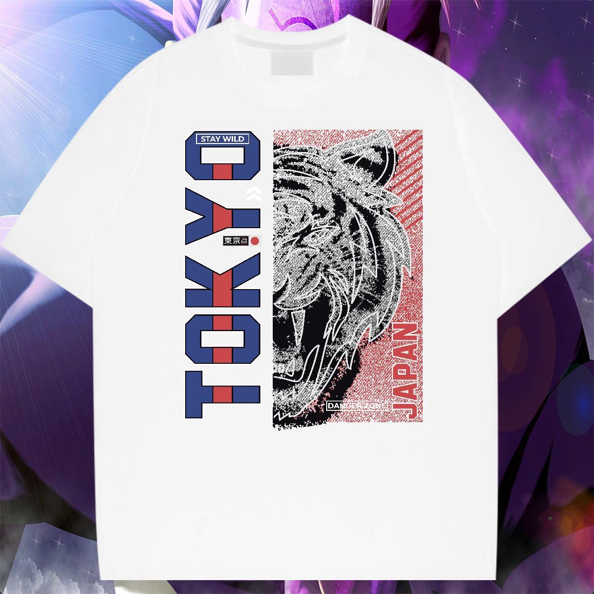 TOP Quality Men Tees 230g Cotton Street Casual tiger Oversized 3XL 4XL Breathable Short Sleeve Customized T-Shirts Tops Shirt