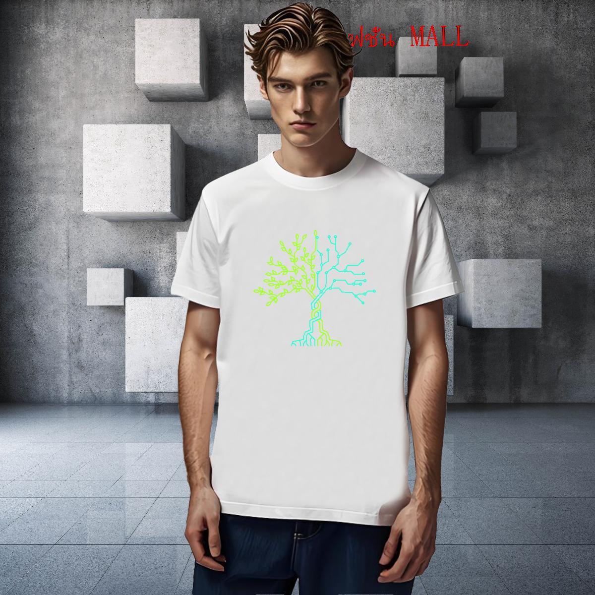 Free Shipping T Shirts Men 230g Cotton tree Daily Wear Clothes Crew Neck Loose Tshirts Custom Big Size