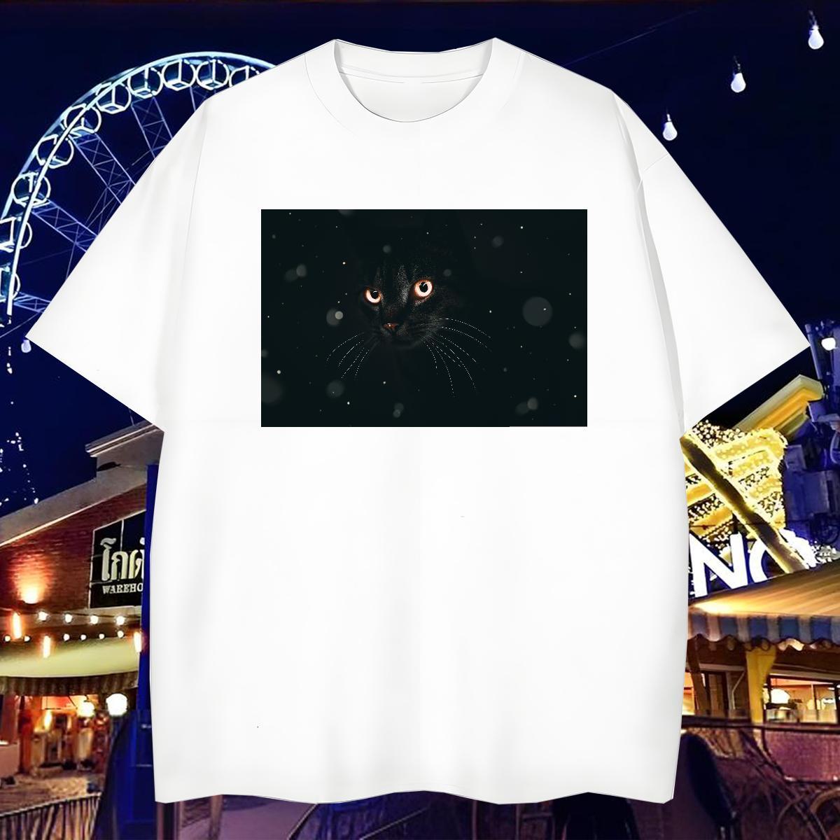 T-Shirts for Men 230g Cotton cat Sport Breathable Short Sleeve DIY Printed Mens Tshirts Fashion Casual Cool Wear