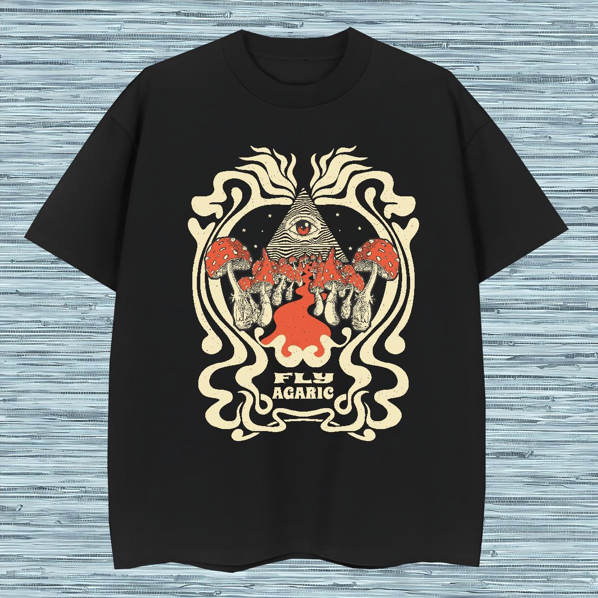 Man T Shirts 230g 100% Cotton mushroom Street Wear Crew Neck Breathable Custom Print Plus Size Men Tshirts 2024 DIY Soft Tee Shirt