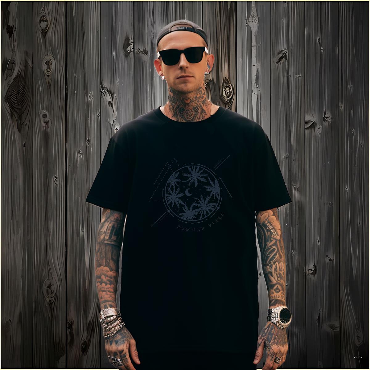 Mens T Shirts 230g Pure Cotton tree Outdoor Breathable Short Sleeve Black Oversized Tshirts Fashion Casual Popular Tops Tees