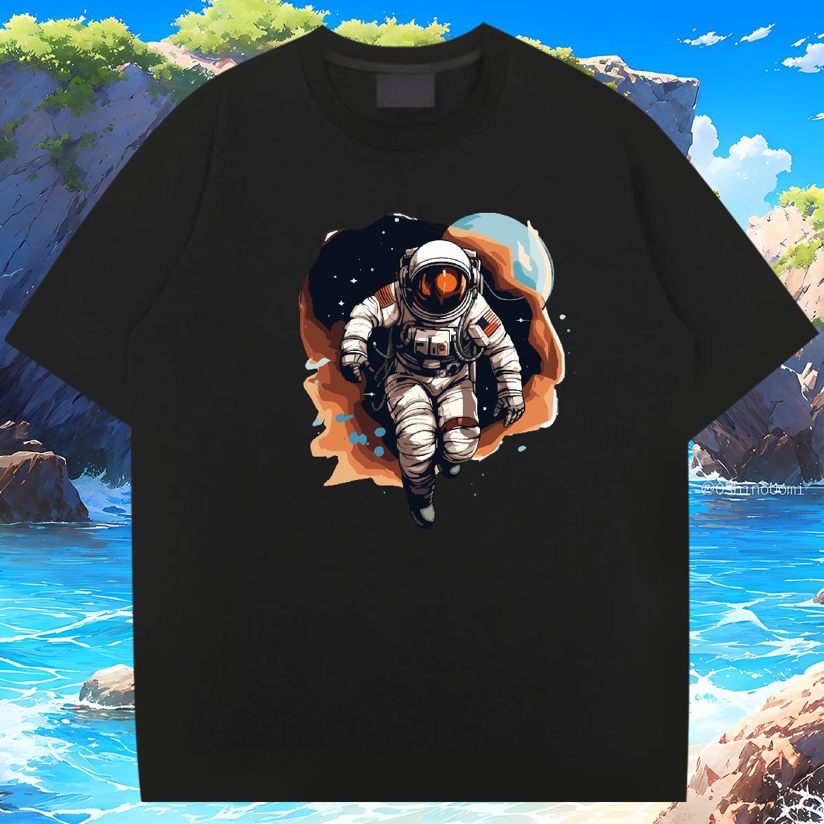 T-Shirts for Men 100% Cotton 230g universe Daily Outfit Breathable Crew Neck Customized Men Tops Tees New Unisex Top Tees