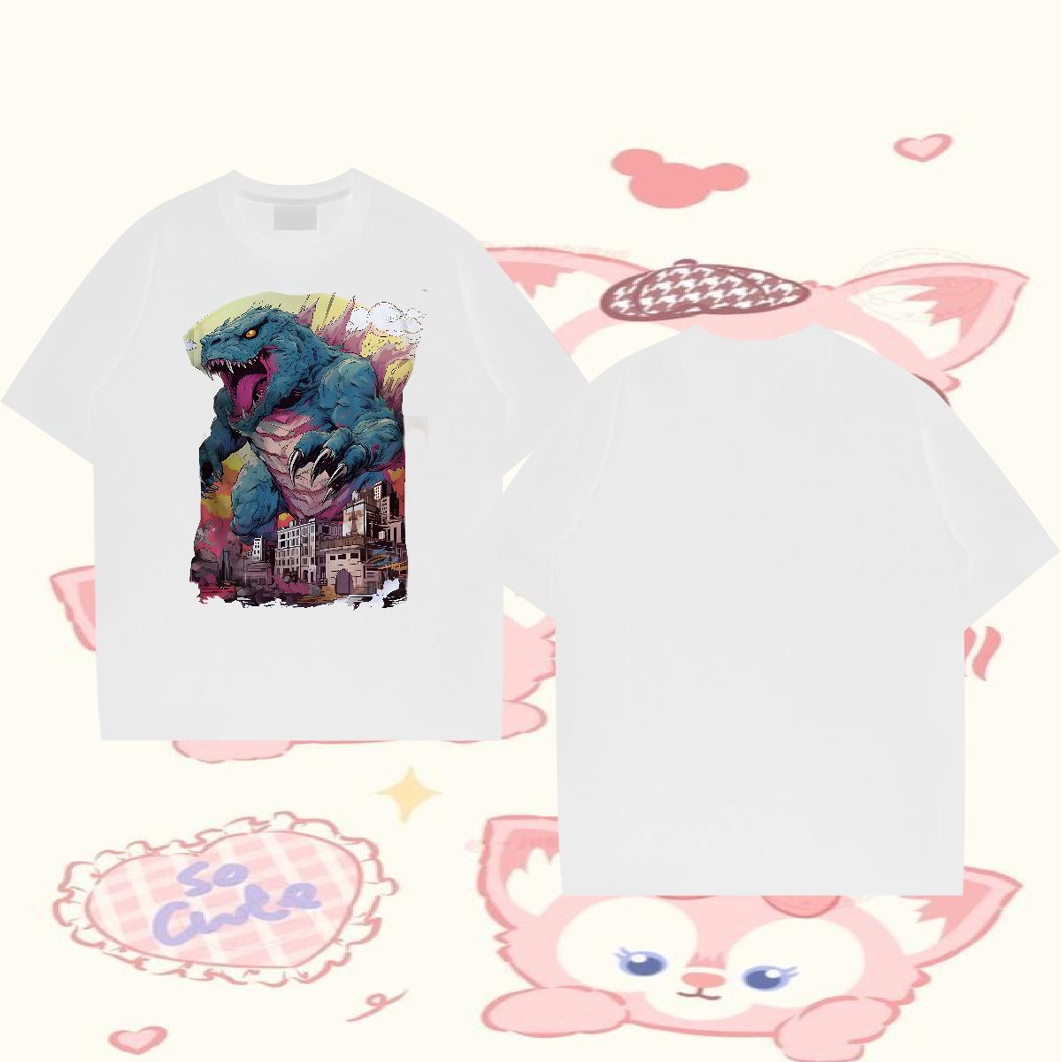 Brand T-Shirts for Men 230g Pure Cotton dinosaur Street Top Tees Crew Neck Breathable Cool Design Tshirt for Man Woman Oversized