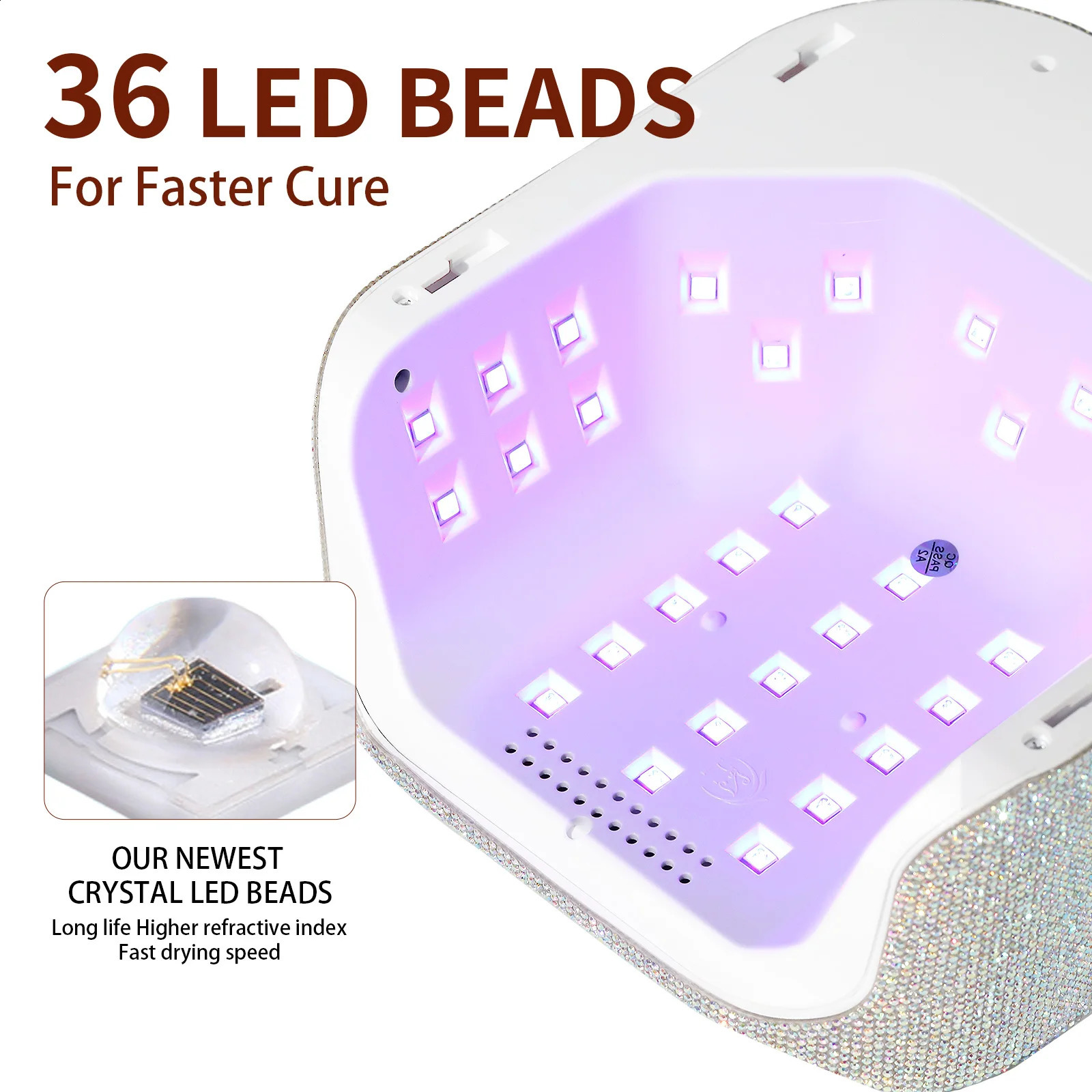 Diamond LED Nail Dryer Gel Nail Polish Glue 4 Timer Settings and With Auto Sensor Suitable for Manicure Pedicure Salon Tools 240729