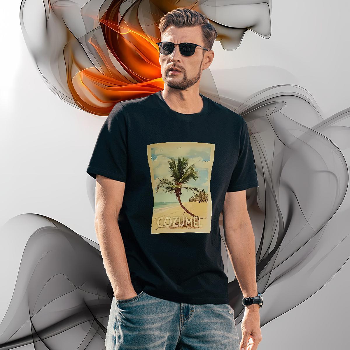 Mens T Shirts 100% Cotton 230g tree Sports Casual Breathable Floral Print Mens Tshirts DIY Customized Free Shipping Wear