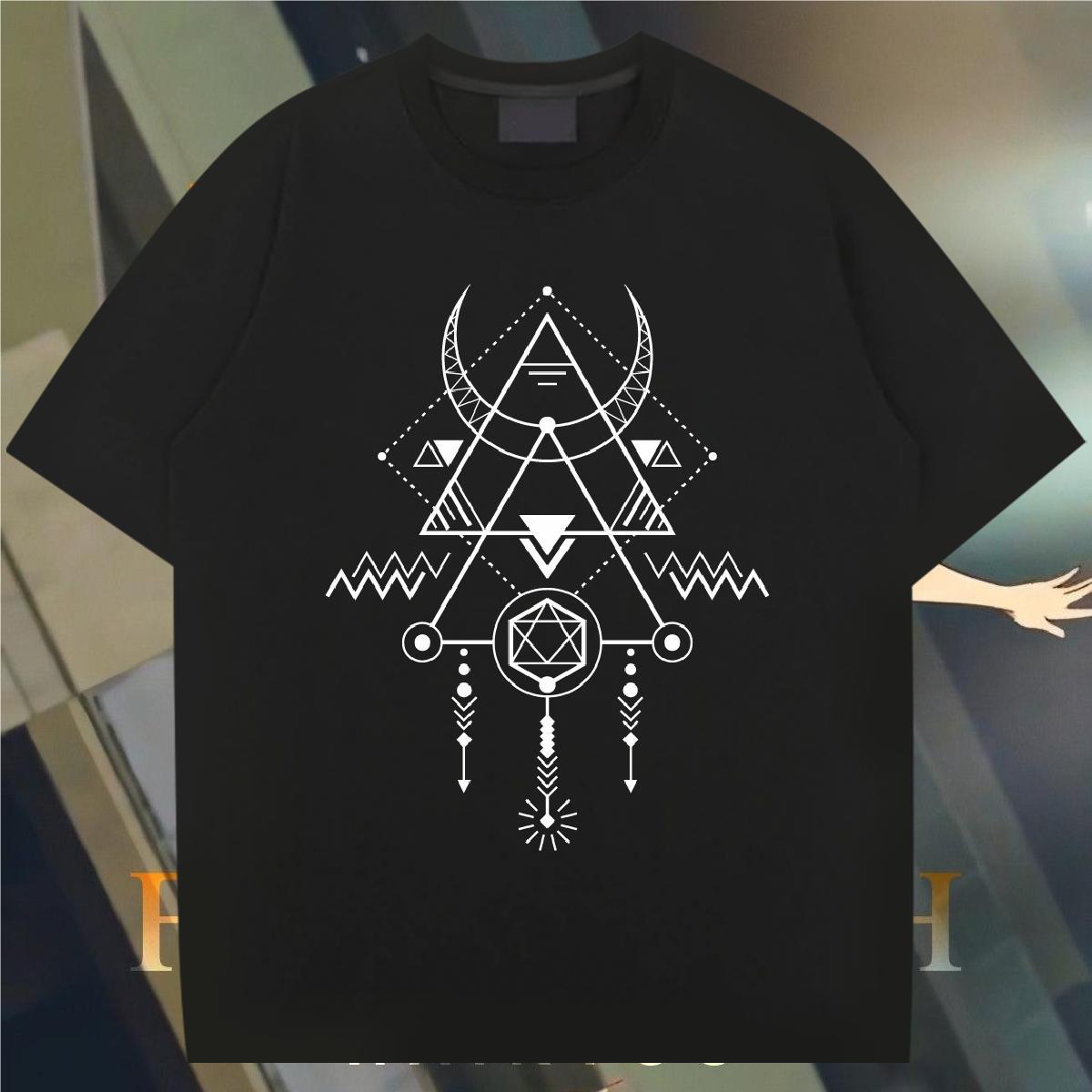 T-Shirts 230g Cotton Geometric line Beach O-Neck Short Sleeve Plus Size Cartoon Couples T Shirts Classic Comfortable Tops