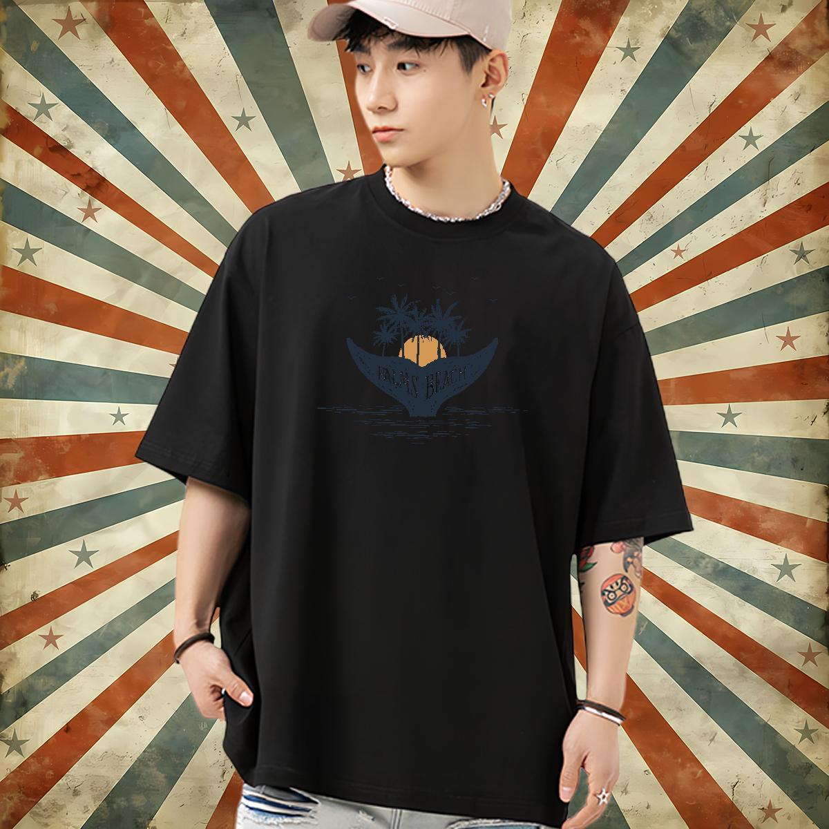 2024 DIY T-Shirts 230g Cotton tree Street Casual Tshirts Short Sleeve O-Neck Popular Men Tshirts Custom Print Plus Size