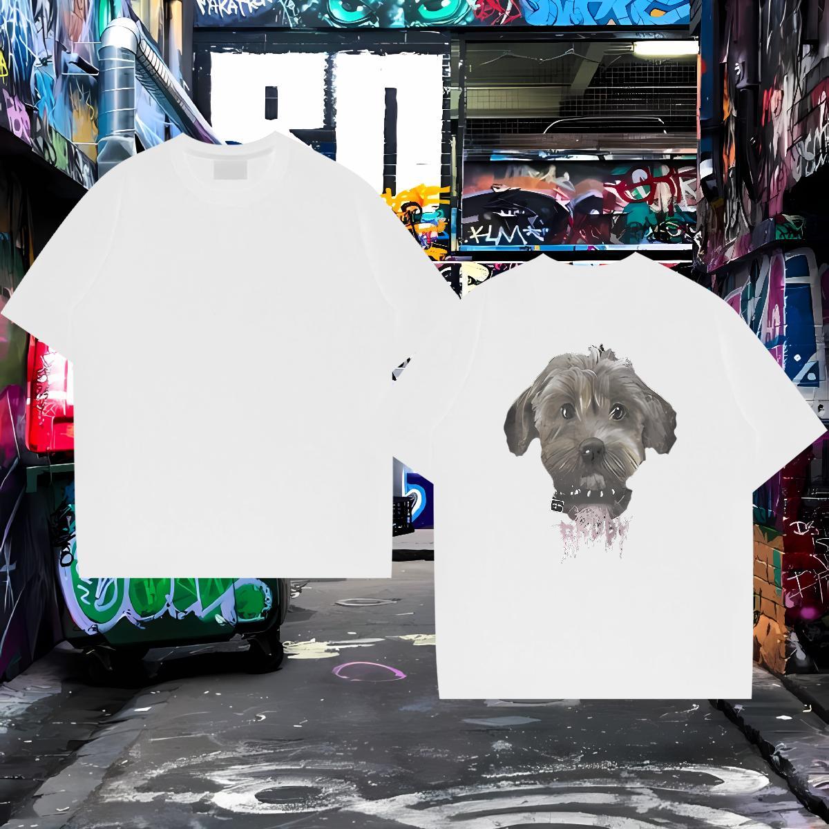 New Arrival T shirt 230g Pure Cotton dog Casual Beach Tees Shirts Breathable Crew Neck Loose Fit Men Tshirts Custom Big Size