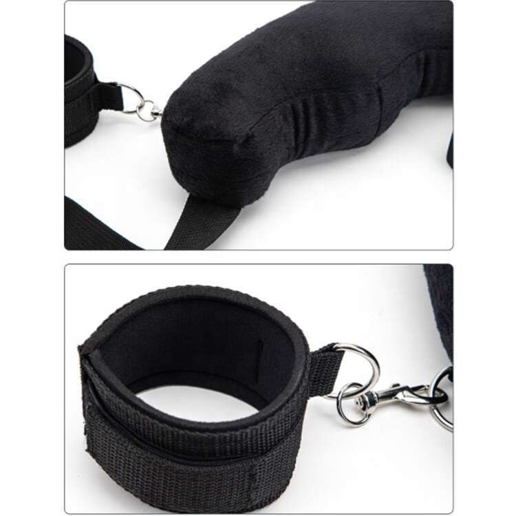 Wholesale Black Wolf Hot Selling SM Slave Bed Bondage Restraint Open Legs With Neck Handcuffs Ankle Cuff Set Couple