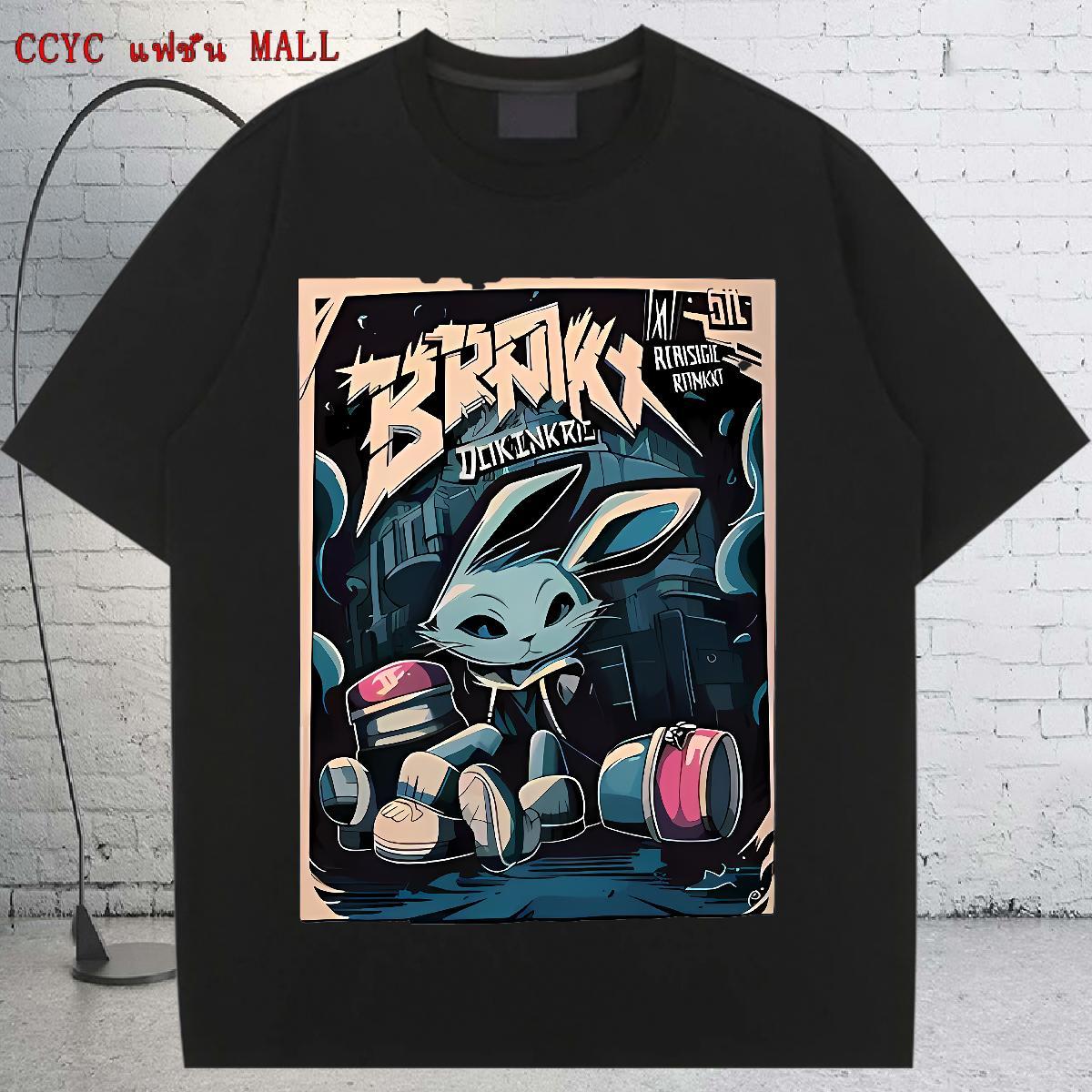 Free Shipping T shirt Short sleeve Soft Womens Tshirts Cartoon Print rabbit Hip Hop Street 230g Cotton Fashion Clothes