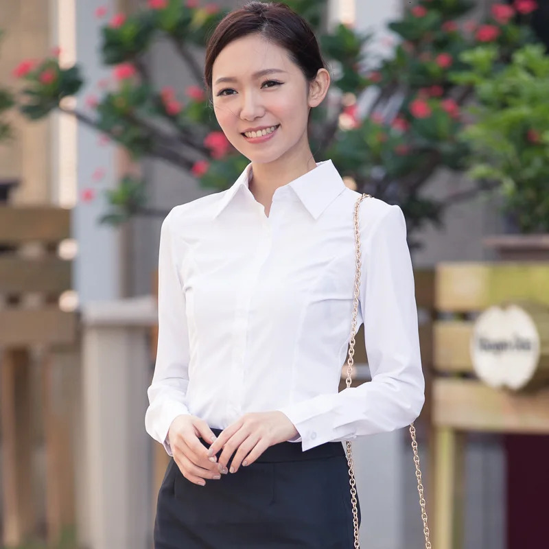 Womens White Shirt Spring Autumn Korean Fashion Student Shirt Professional Women Clothing Long Sleeve Shirts and Blouses 240806