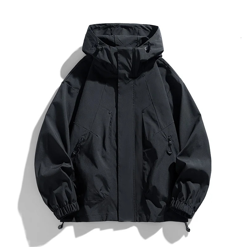 Men Jacket Windbreaker Trench Coats Oversize 6XL 7XL 8XL Plus Size Hooded Waterproof Black Bomber Camping Loose Thin Softshell 240806