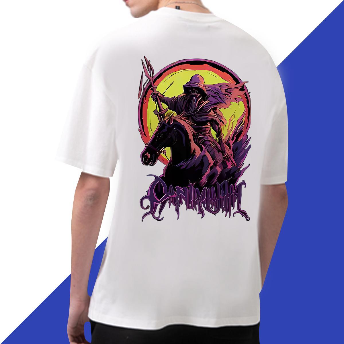 Fashion Designer T-Shirts 230g Cotton horse Beach Tops Short Sleeve Soft Cool Design Men Tees DIY Anime
