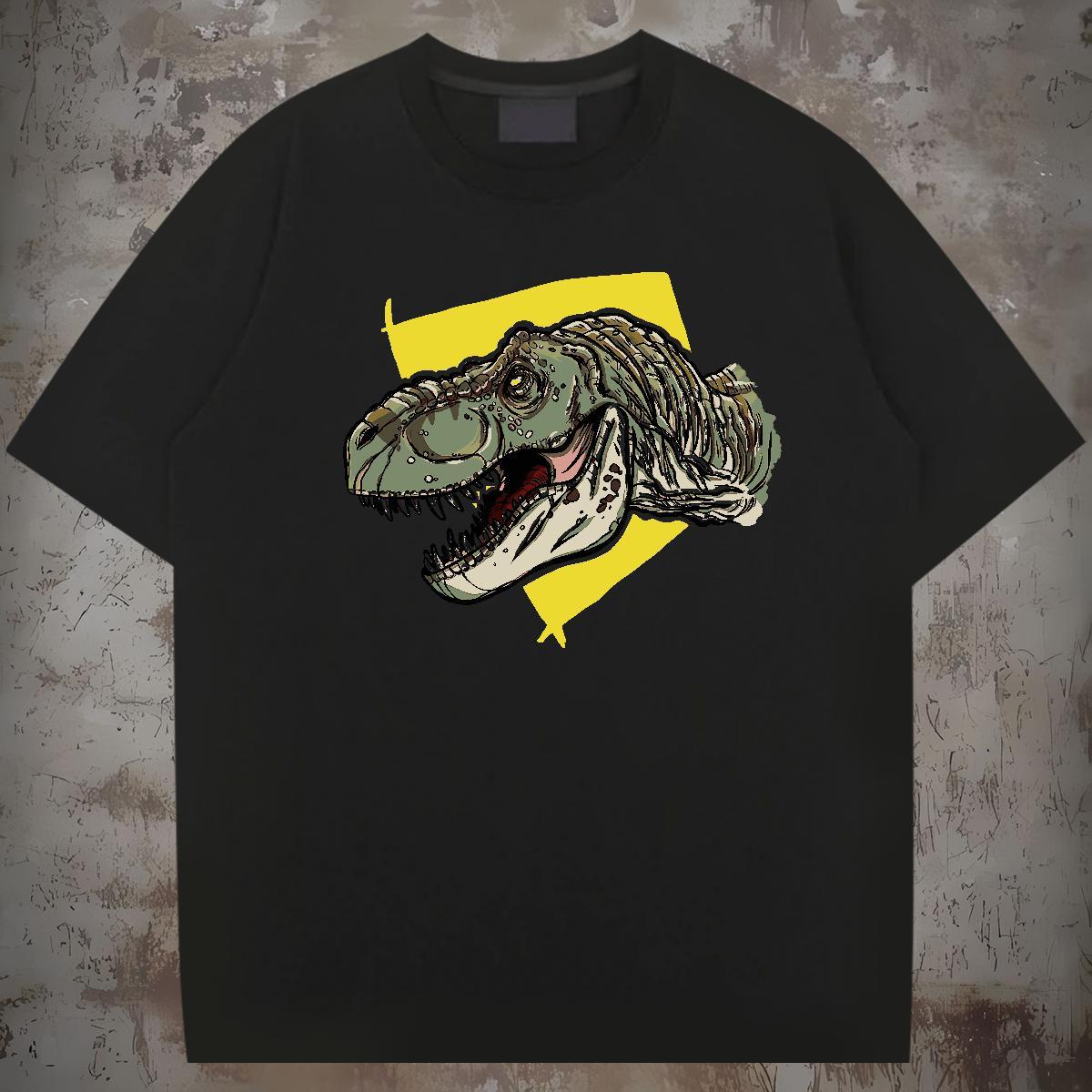T Shirts Men 230g Cotton dinosaur Street Pure Cotton Oversized 3XL 4XL Men Tshirts Custom Cool Wear
