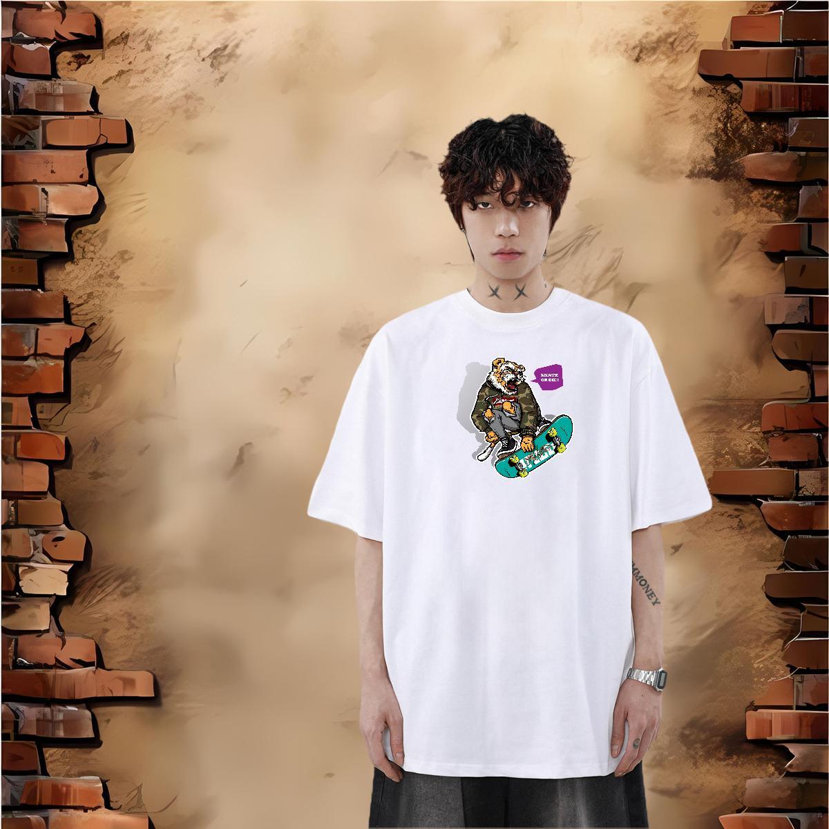 Designer Fashion T Shirt For Man 230g Cotton Daily Wear Clothes Short Sleeve O-Neck Loose Fit Men Tees Customized Print