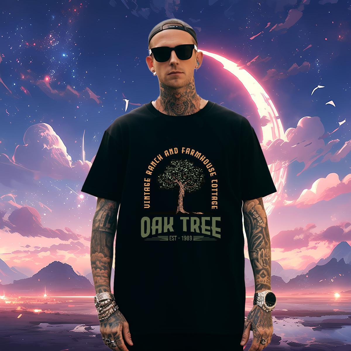 T-Shirts 230g 100% Cotton tree Spring Summer Pure Cotton Plus Size Cartoon Mens Tshirts 2024 DIY Soft Tee Shirt