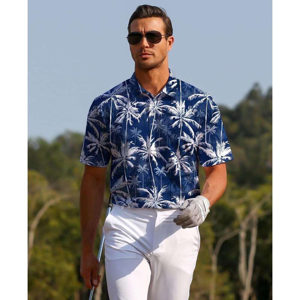 Fashion Mens Polo shirt Mens Golf Shirt Hawaiian Men Moisture Wicking Dry Fit Soft Breathable Short Sleeve 4-Way Stretch Casual tops summer clothes Sh