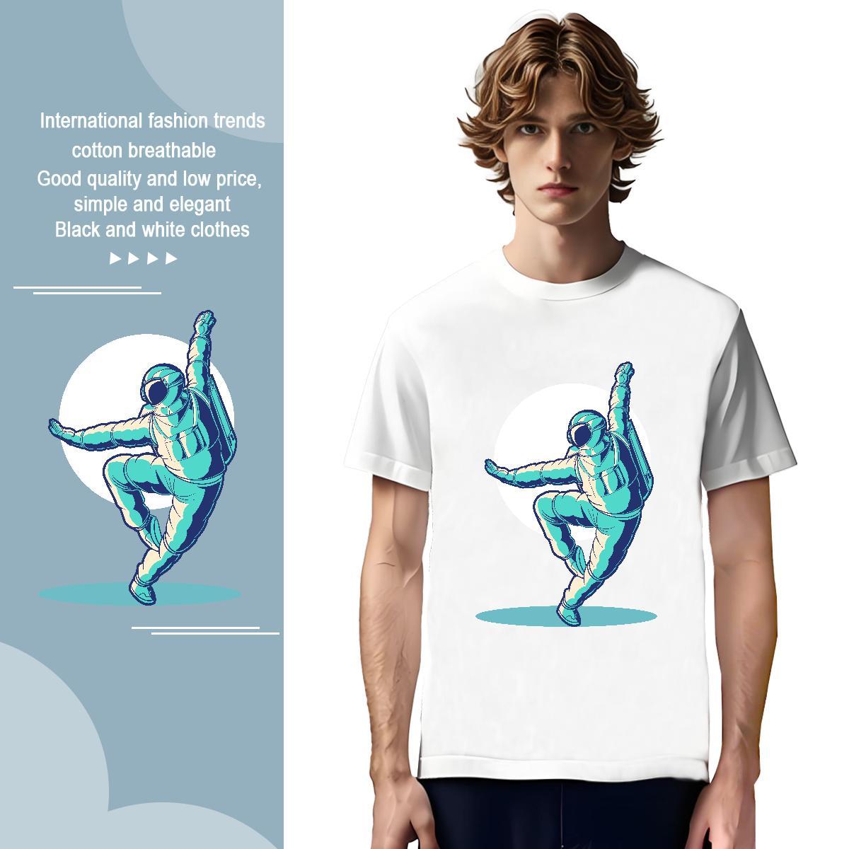 T-Shirts 230g Cotton cosmonaut Street Wear Breathable Crew Neck DIY Printed Mens Tshirts 2024 Designer Loose Fit Tees Shirts