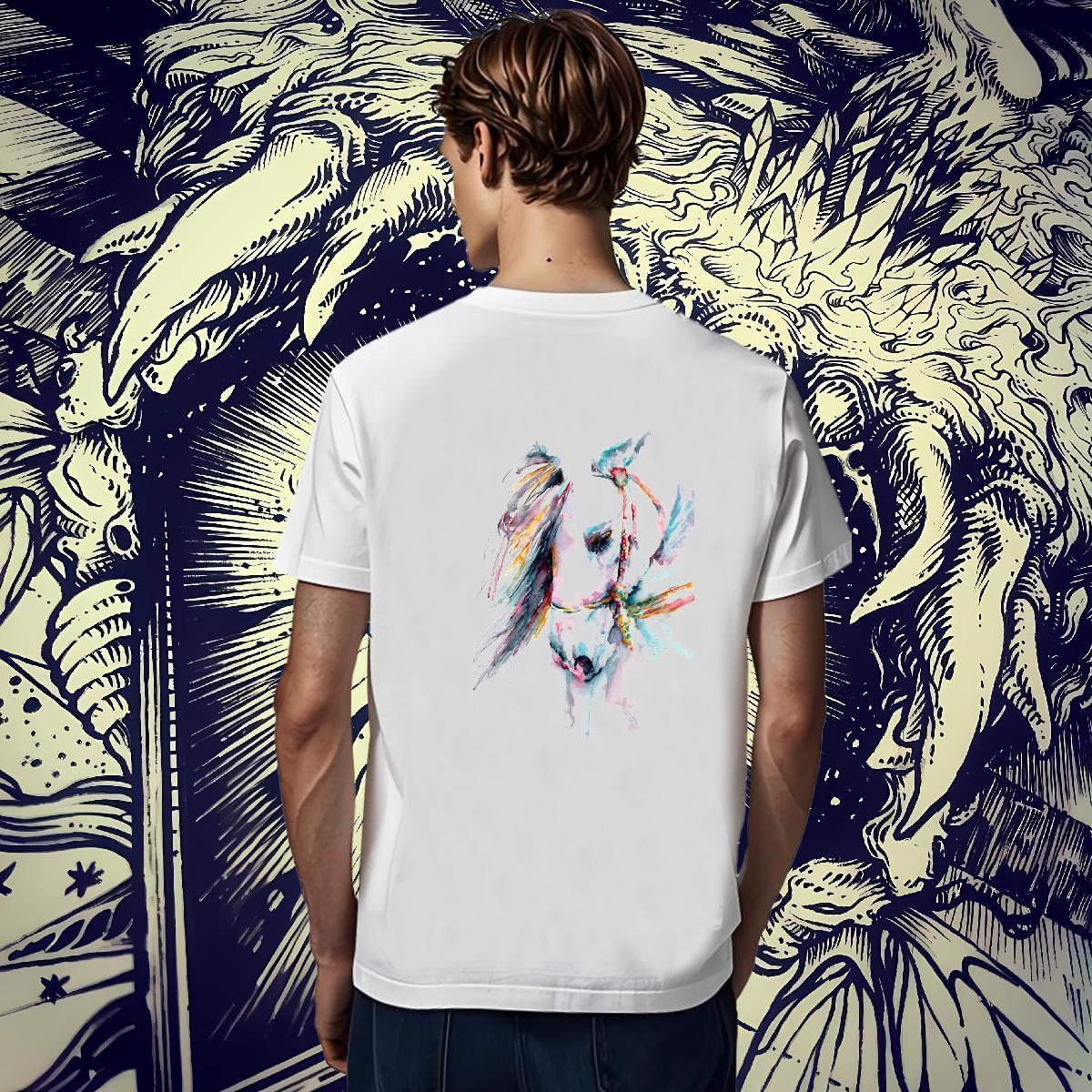 Custom Mens T Shirts 100% Cotton 230g horse Street wear Hip Hop Polos Breathable Short Sleeve Cool Design Mens Tshirts DIY Printed