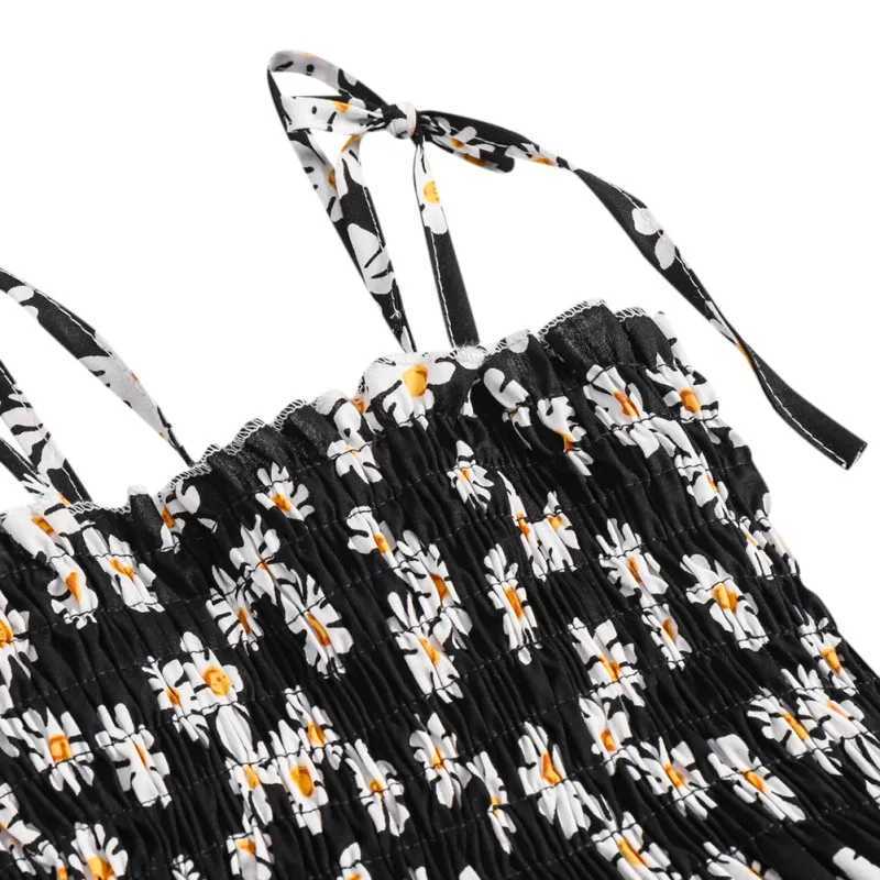 2023 Summer Girls Casual Dress Daisy Print Pendant Baby Sleeveless Flower Beach Dress Childrens Baby ClothingW240720