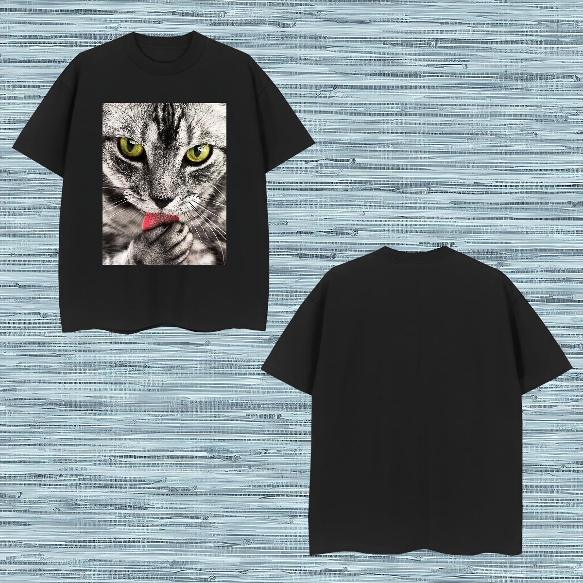 T-Shirts 230g Cotton cat Hip Hop Breathable Plus Size Custom Tshirt for Man Woman Free Shipping Wholesale Polos